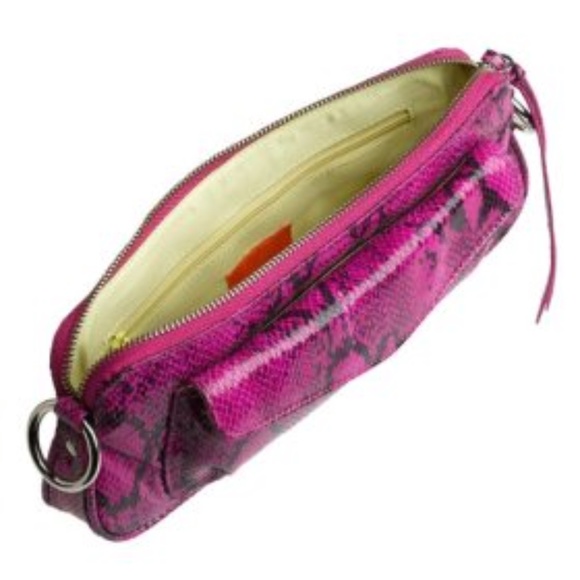 🎉2HP🎉 LATICO Raven Leather Snake Clutch CrossBody Handbag Hot Pink Magenta NWT - Picture 14 of 15